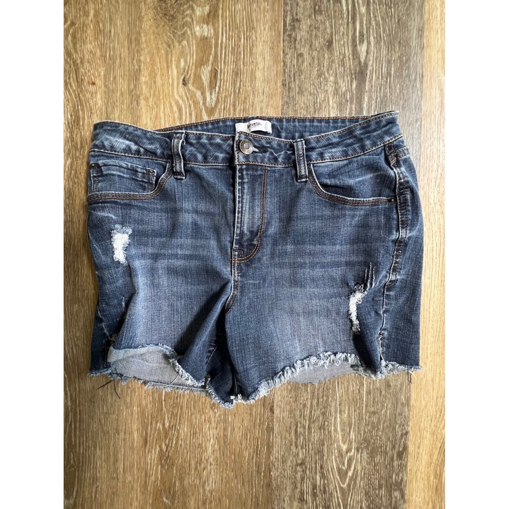 Kensie Jeans Shorts Women 8/29 Dark Blue Excellent Distressed Frayed Hem‎ Denim